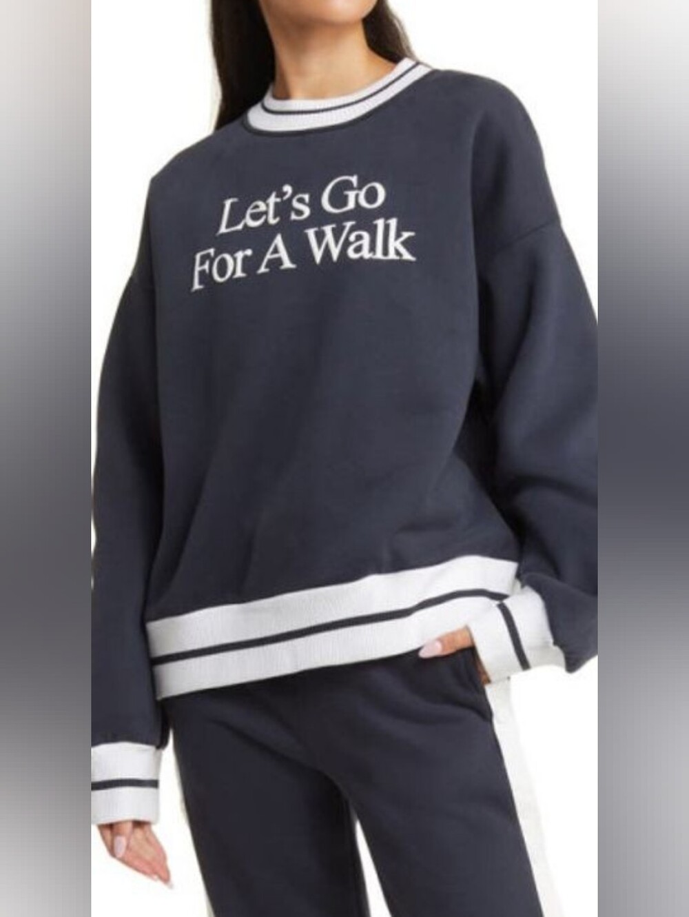 YELLOW THE LABEL Let's Go For A Walk Oversize Crewneck Sweatshirt in Navy